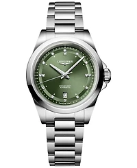 Longines Women's Swiss Automatic Conquest Diamond (1/20 ct. t.w.) Stainless Steel Bracelet Watch 30mm