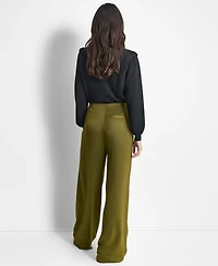 Dkny Women's Glazed High Rise Seamed-Cuff Wide-Leg Pants
