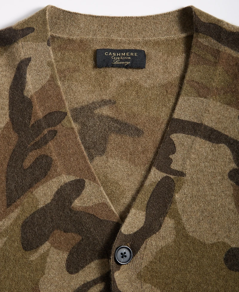 Club Room Men's 100% Cashmere Camo-Print V-Neck Cardigan, Macy's Exclusive