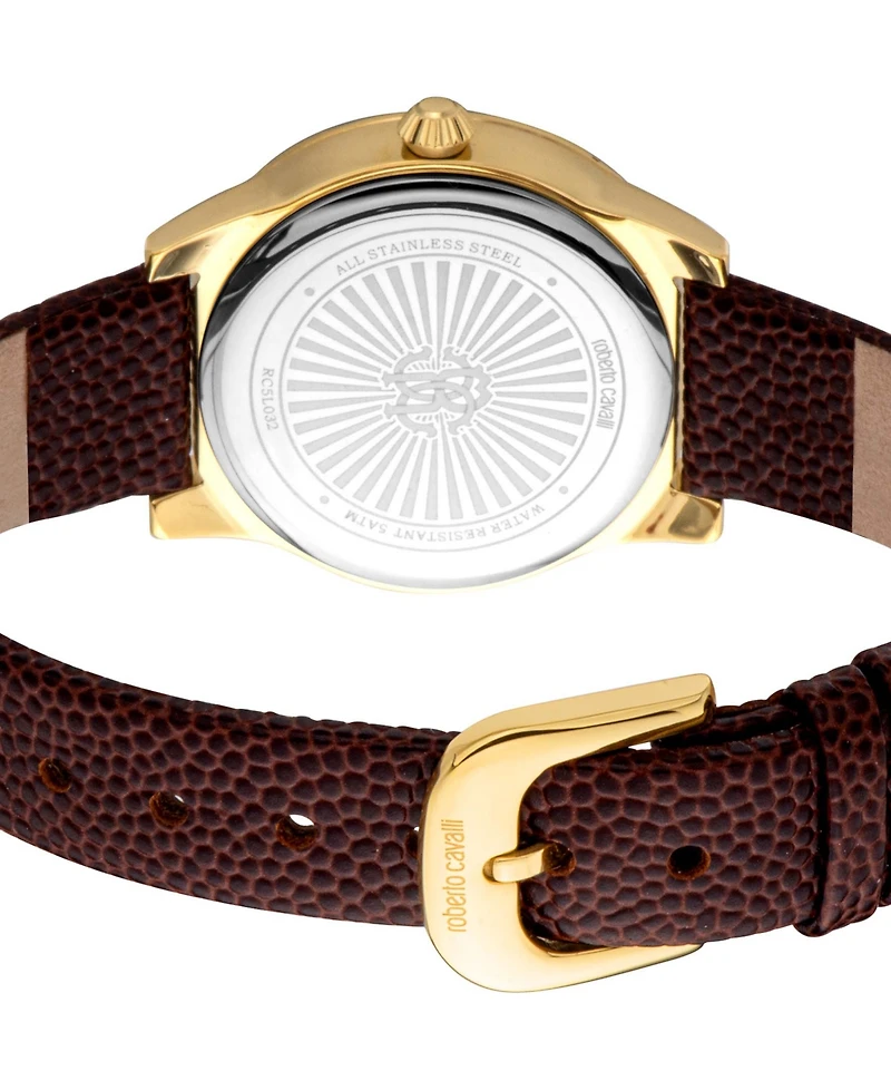 Roberto Cavalli Women's Quartz Brown Leather Watch 30mm