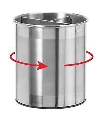 Oggi 7" Jumbo Stainless Steel Rotating Utensil Holder with Removable Divider