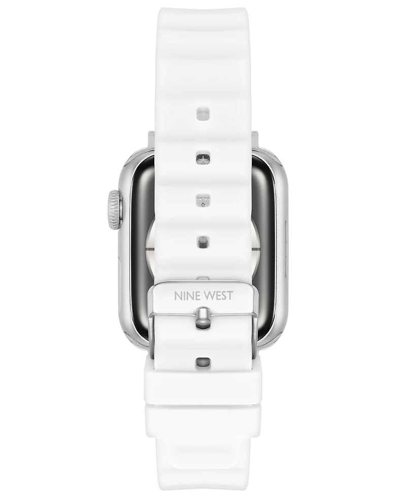 Nine West Women's White Ribbed Silicone Band Designed for 38/40/41mm Apple Watch