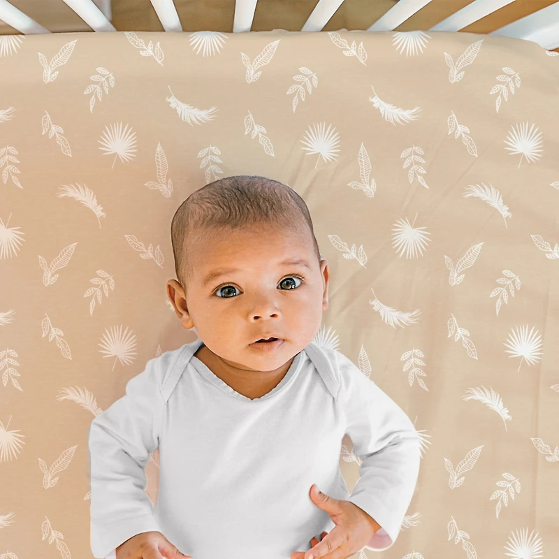 The Peanutshell Caramel Safari Cotton Jersey 4 Pack Fitted Crib Sheets