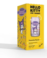JoyJolt Hello Kitty and Friends Favorite Flavor Kuromi Can Shaped Glass Tumbler with Wood Lid and Straw