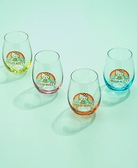 JoyJolt Hello Kitty Sweet Rainbow Stemless Drinking Glasses, Set of 4
