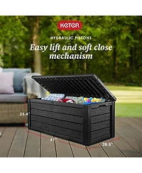 Keter Westwood 150 Gallon Plastic Outdoor Furniture Storage Deck Box, Dark Gray