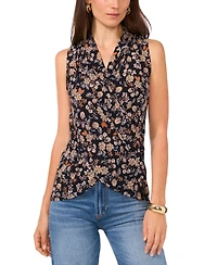 Vince Camuto Women's Floral Crossover Wrap-Front Sleeveless Top