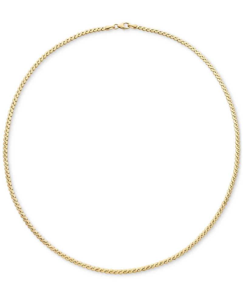 Polished Serpentine Link 18" Chain Necklace in 14k Gold