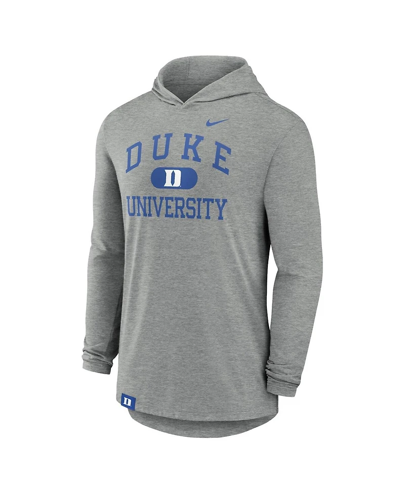 Nike Men's Heather Gray Duke Blue Devils Blitz Hoodie Long Sleeve T-Shirt