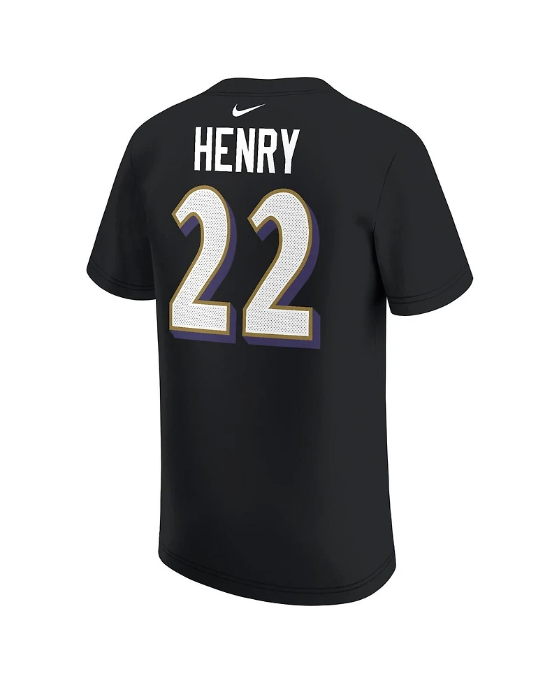 Nike Big Boys and Girls Derrick Henry Black Baltimore Ravens Player Name Number T-Shirt