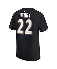 Nike Big Boys and Girls Derrick Henry Black Baltimore Ravens Player Name Number T-Shirt