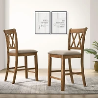 Streamdale Fabric Upholstered Counter Height Dining Chairs, Set of 2, Tan