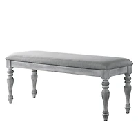 Streamdale Furniture Upholstered Turned Leg Dining Bench, Rustic White