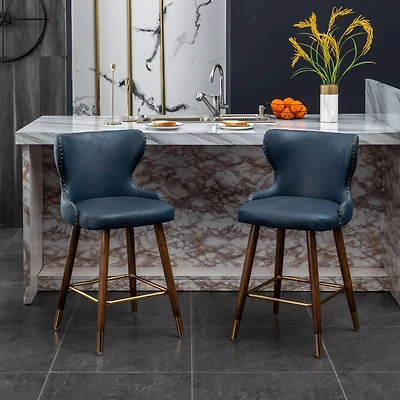 Streamdale Mid-Century Modern Suede-Like Counter Height Stools (Set of 2)