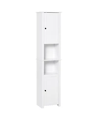 67” Wooden Tall Free Sding Sd Alone Bathroom Linen Tower Storage Cabinet