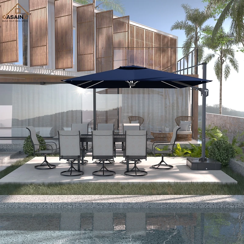 Casainc 11 Ft Square Cantilever Patio Umbrella without Base
