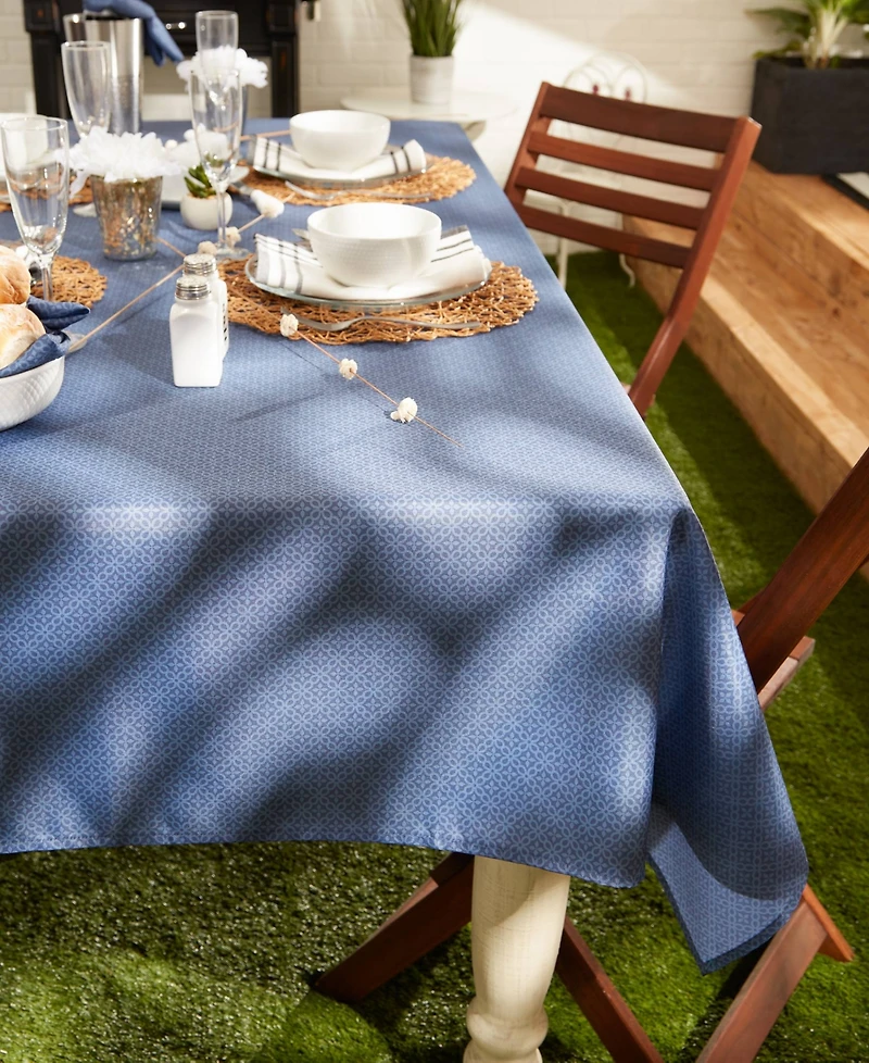 Design Imports Tonal Lattice Print Outdoor Tablecloth, 60x84 Inches