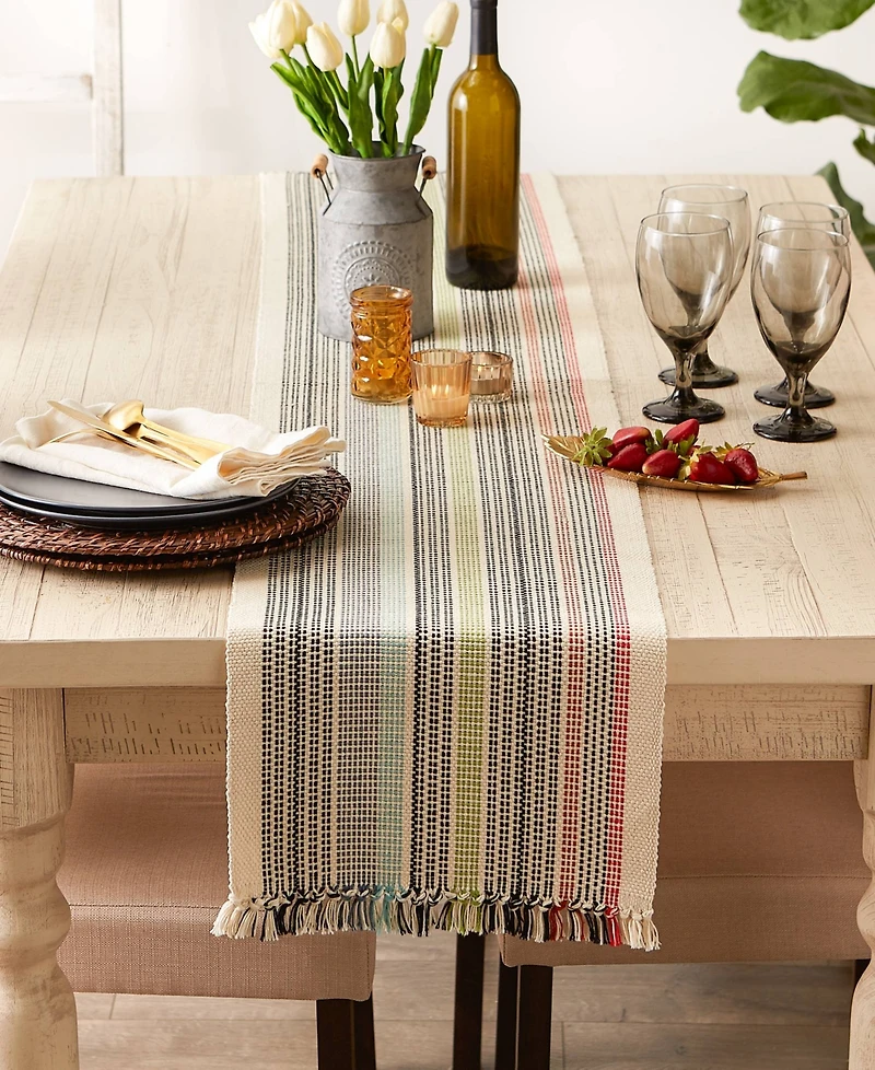 Design Imports Variegated Fringe Table Runner, 13x72 Inches