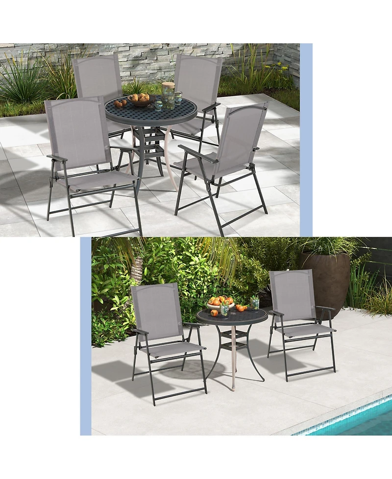 Slickblue 2 Pieces Patio Folding Chairs with Armrests for Deck Garden Yard