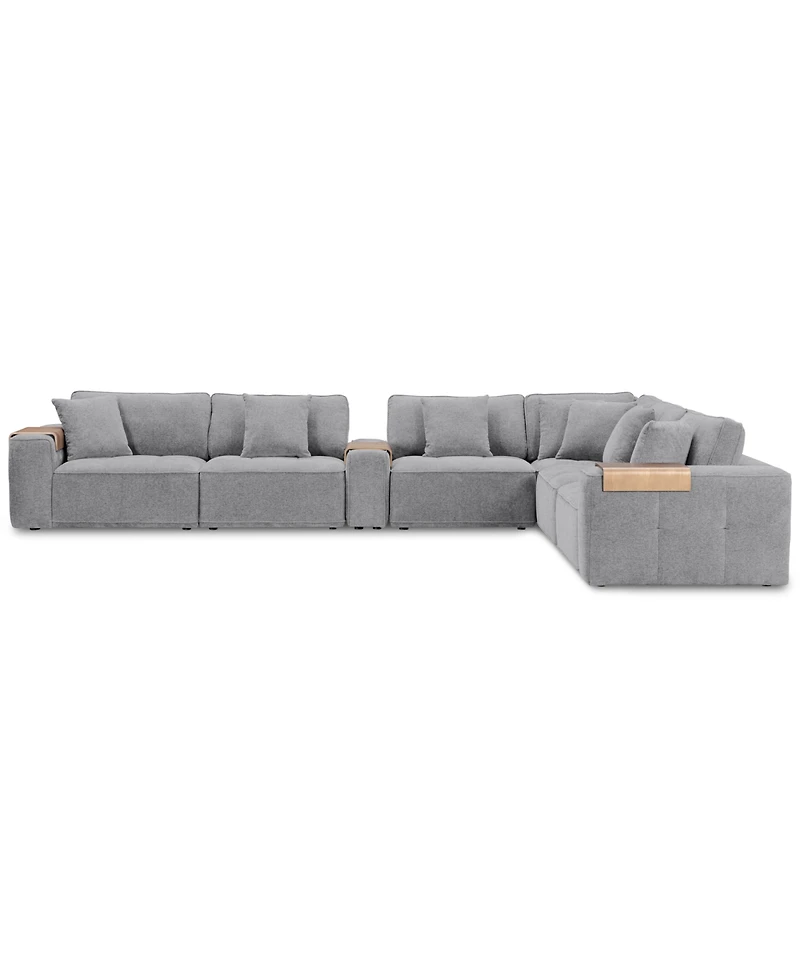 Nycolle -Pc. Modular Fabric L-Shape Sectional with 1 Console