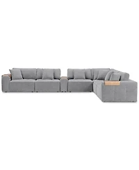 Nycolle -Pc. Modular Fabric L-Shape Sectional with 1 Console