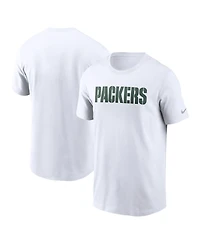 Nike Men's White Green Bay Packers Primetime Wordmark Essential T-Shirt