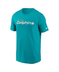 Nike Men's Aqua Miami Dolphins Primetime Wordmark Essential T-Shirt