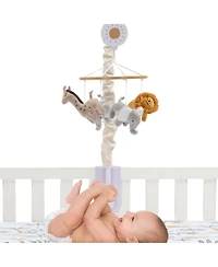 Lambs & Ivy Jungle Adventure Elephant/Lion Musical Baby Crib Mobile Soother Toy