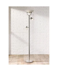 3-in-1 Design Modern Torchiere Floor Lamp Dimmable Tree 3-Light 70" Tall Brushed Nickel Pole White Glass Shades for Living Room Reading House Bed