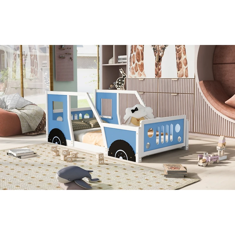Streamdale Twin Classic Car-Shaped Platform Bed With Wheels
