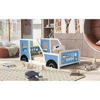 Streamdale Twin Classic Car-Shaped Platform Bed With Wheels