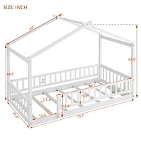 Streamdale Walnut Fence Bed House Frame for Kids and Teens