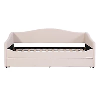 Simplie Fun Teddy Fleece Twin Upholstered Daybed With Light And Trundle, Pink