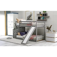 Streamdale Twin Over Bunk Bed With Convertible Slide And Stairway
