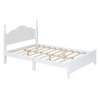Streamdale White Retro Platform Bed with Wood Slats