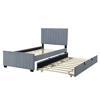 Streamdale Twin Velvet Upholstered Platform Bed With Trundle, Pink