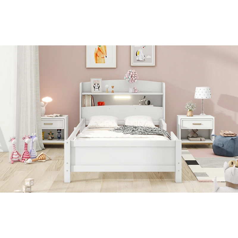 Streamdale Twin Platform Bed with Headboard Storage and Led Lights