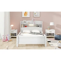 Streamdale Twin Platform Bed with Headboard Storage and Led Lights