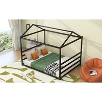 Streamdale Metal House Shape Platform Bed, Gold, Queen