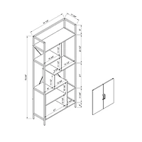 Simplie Fun Bookcase Dark Taupe Black