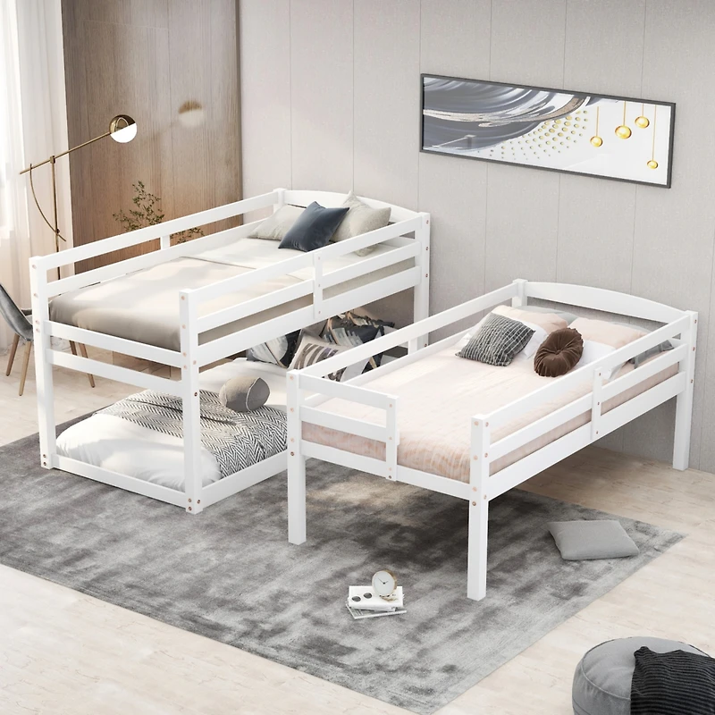 Streamdale Furniture Twin Size Triple Bunk Bed With Storage Staircase, Separate Design