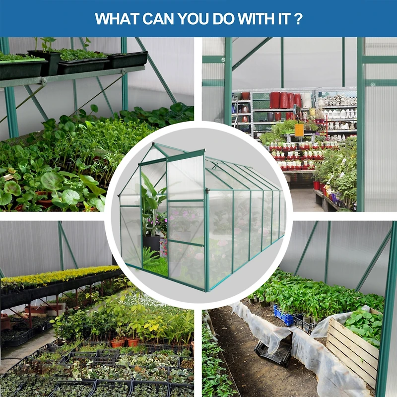 Streamdale Furniture Aluminum Polycarbonate Greenhouse with Raised Base