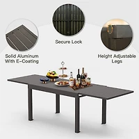 Streamdale Expandable Patio Table, Aluminum, 53"-106