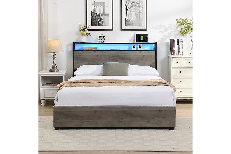 Streamdale Queen bed frame with charging headboard