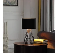 Streamdale 17.5" In Industrial Farm Metal Cage Black Table Lamp