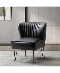 Donia Contemporary and Classic Wooden Upholstered Accent Chair