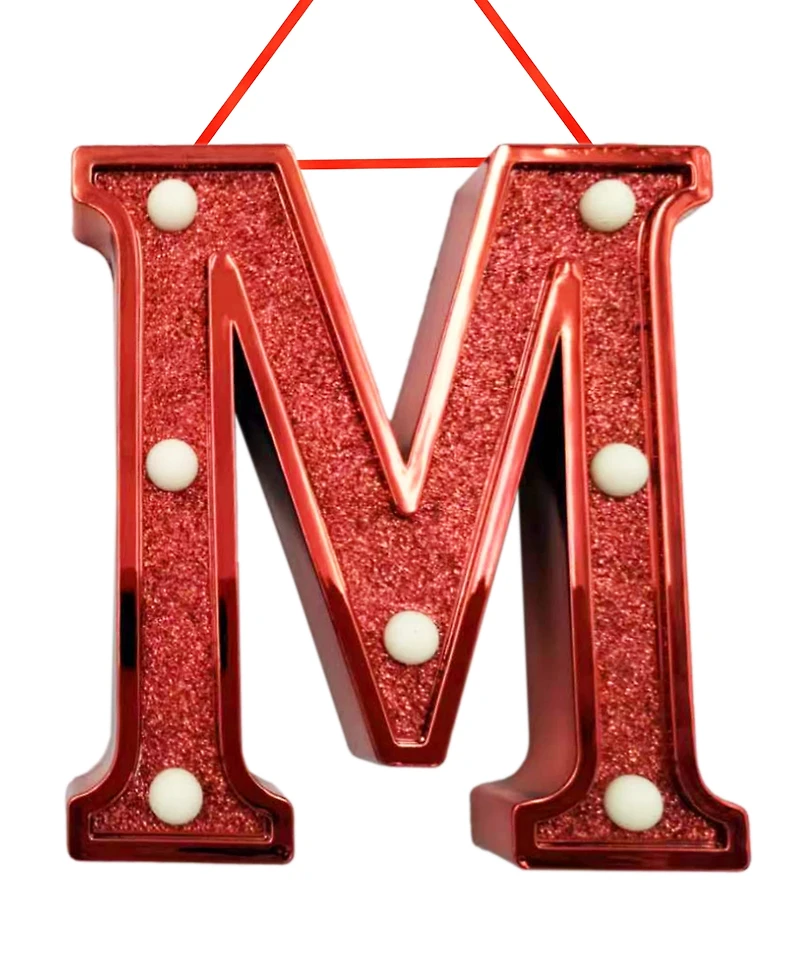 Ganz Light Up Initial Red Glitter Ornament