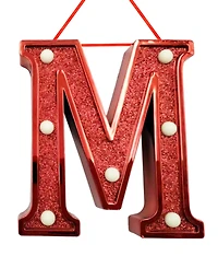 Ganz Light Up Initial Red Glitter Ornament