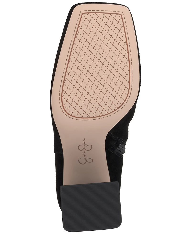 Jessica Simpson Women's Luminna Embellished Buckle Block-Heel Booties