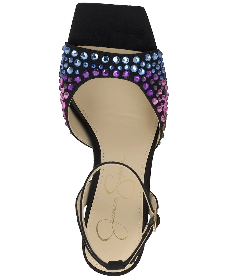 Jessica Simpson Women's Lendall Two-Piece Ankle-Strap Embellished Dress Sandals